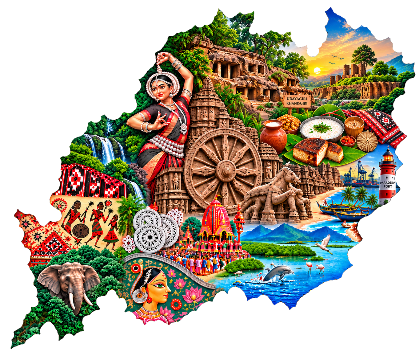 Odisha Map Illustration