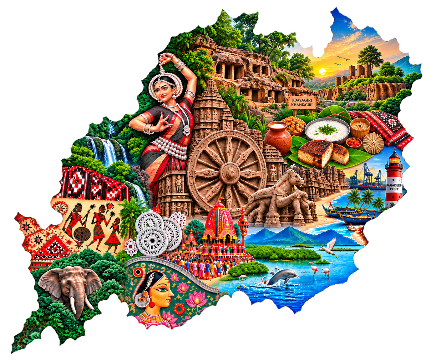 Odisha Map Illustration